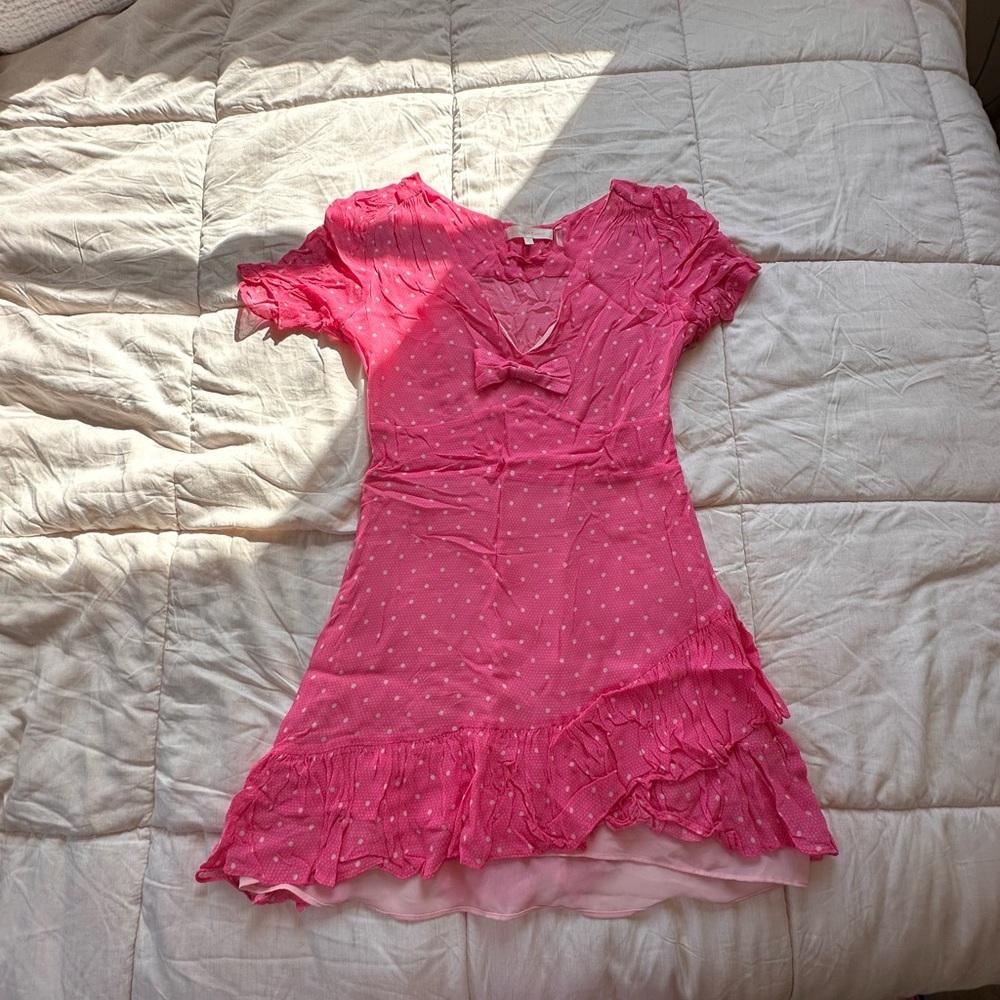 LoveShackFancy Bright Pink Dress with Bow